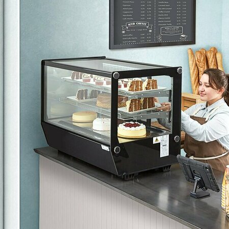 AVANTCO BCS-35-HC 34 5/8in Black Refrigerated Square Countertop Bakery Display Case with LED Lighting 360BCS35HCB